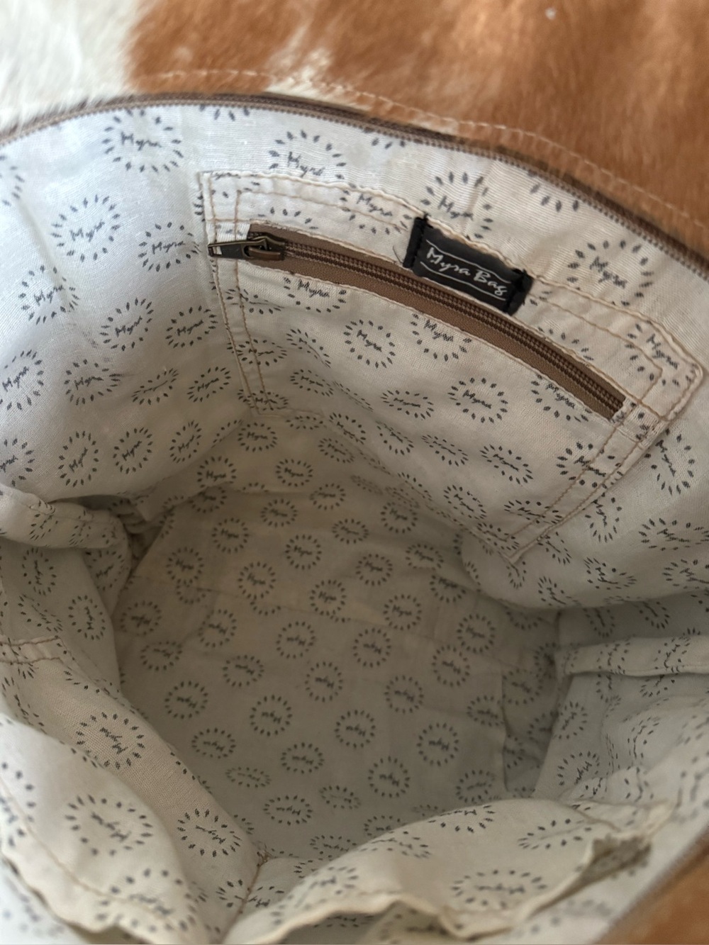 Myra Chestnut Hair-On Cowhide Large Tote Bag - Picture 5 of 6